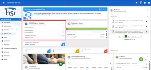 Instructor update dashboard screenshot 1-2026