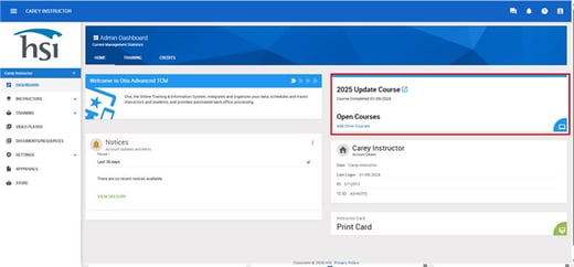 Instructor update dashboard screenshot 2 1-2026