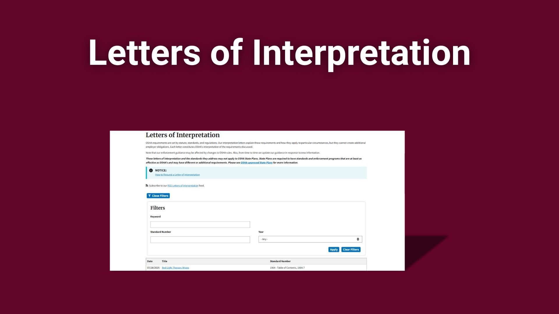 Letters of Interpretation