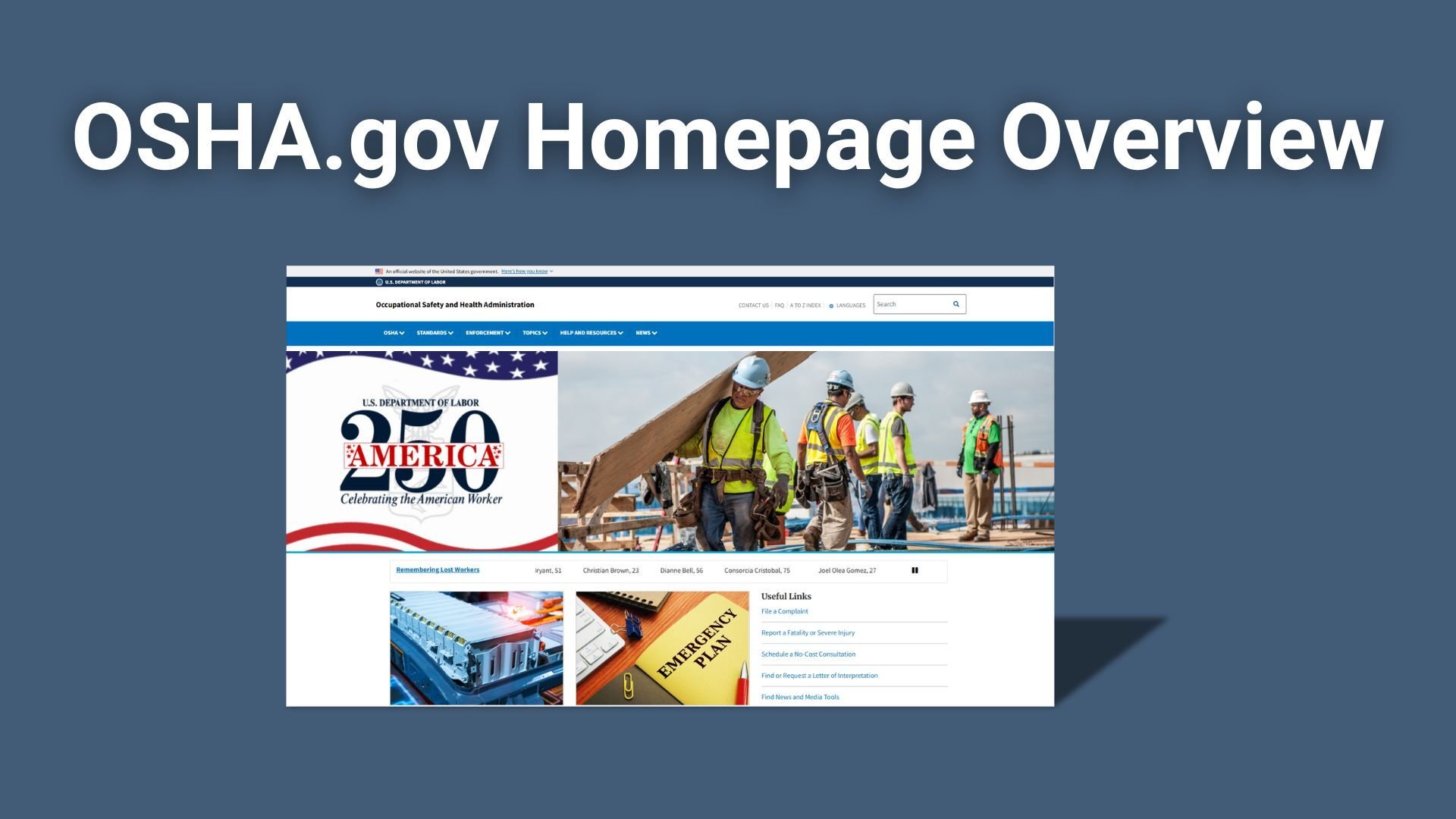 OSHA.gov Homepage Overview