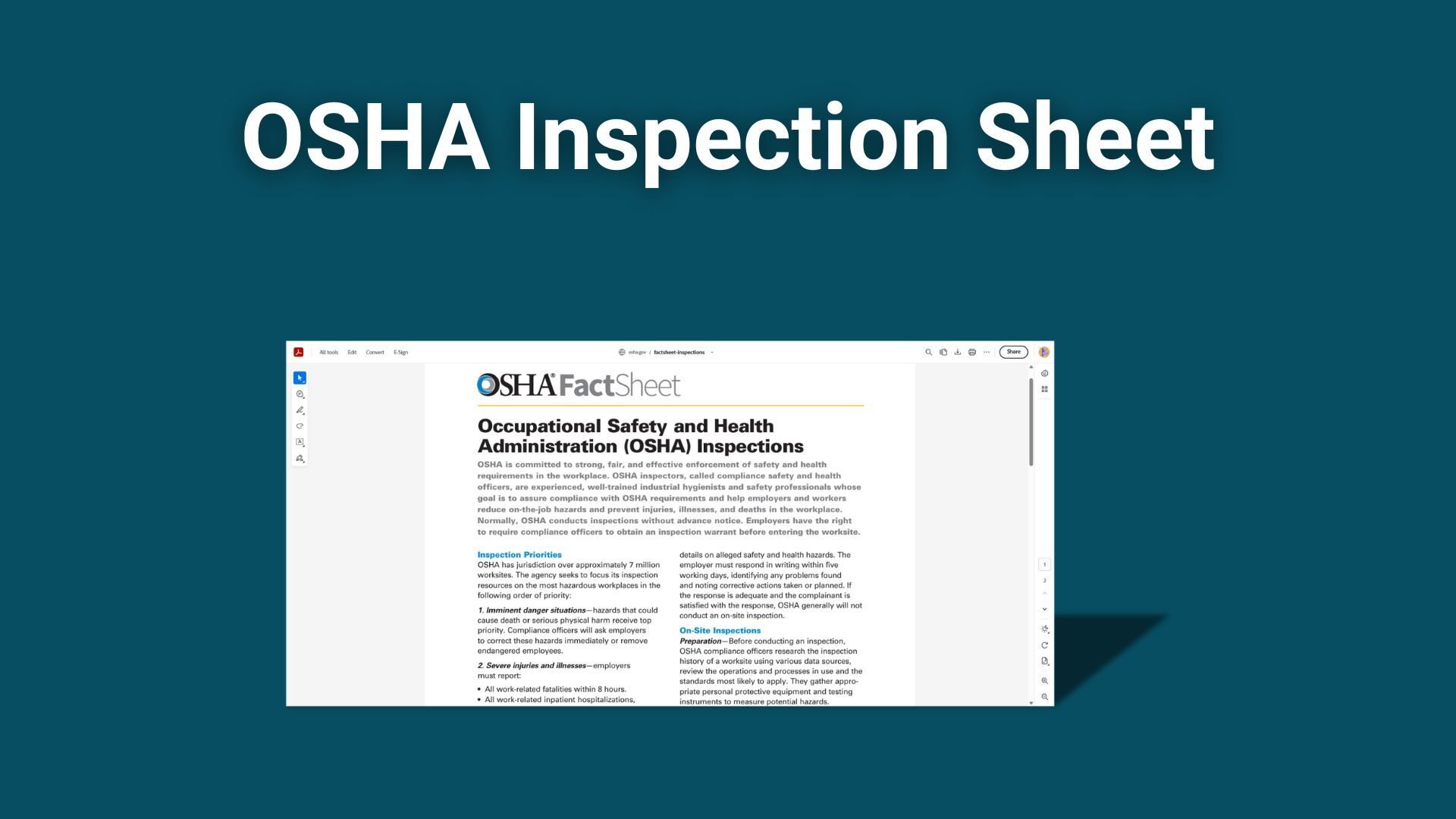 OSHA Inspection Sheet