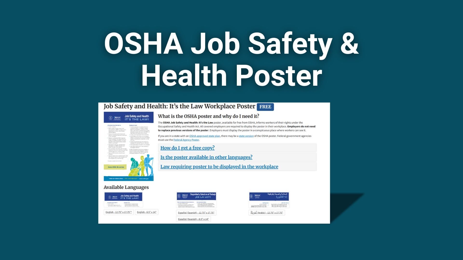 OSHA Job Safety & Health Poster